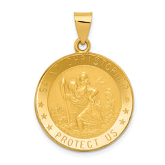 14k Saint Christopher Medal Hollow Pendant