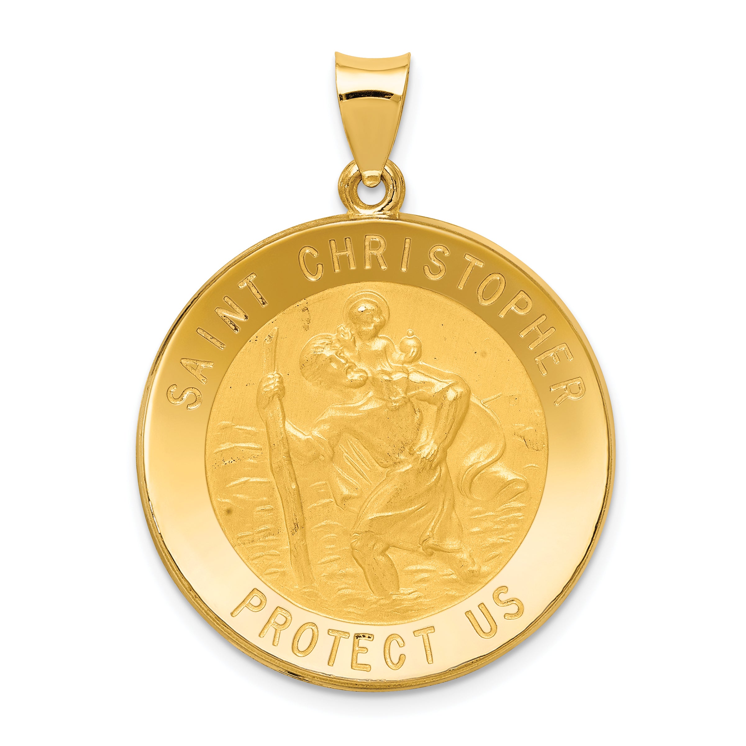 14k Saint Christopher Medal Hollow Pendant