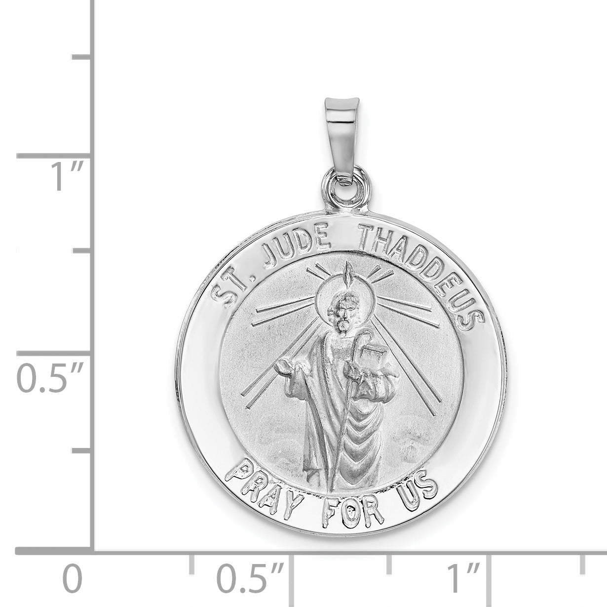 14K White Gold Saint Jude Medal Pendant