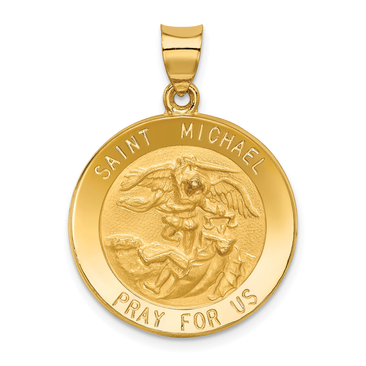 14k Saint Michael Medal Hollow Pendant