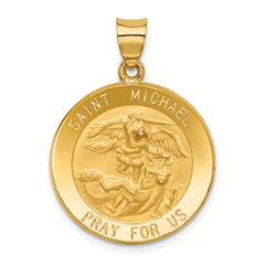 14k Saint Michael Medal Hollow Pendant