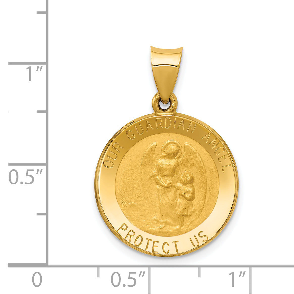 14K Guardian Angel Medal Hollow Pendant