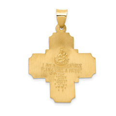 14K Four-Way Medal Hollow Pendant