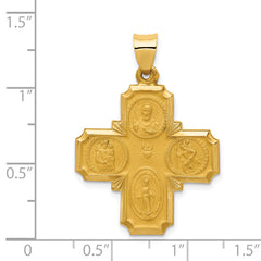 14K Four-Way Medal Hollow Pendant