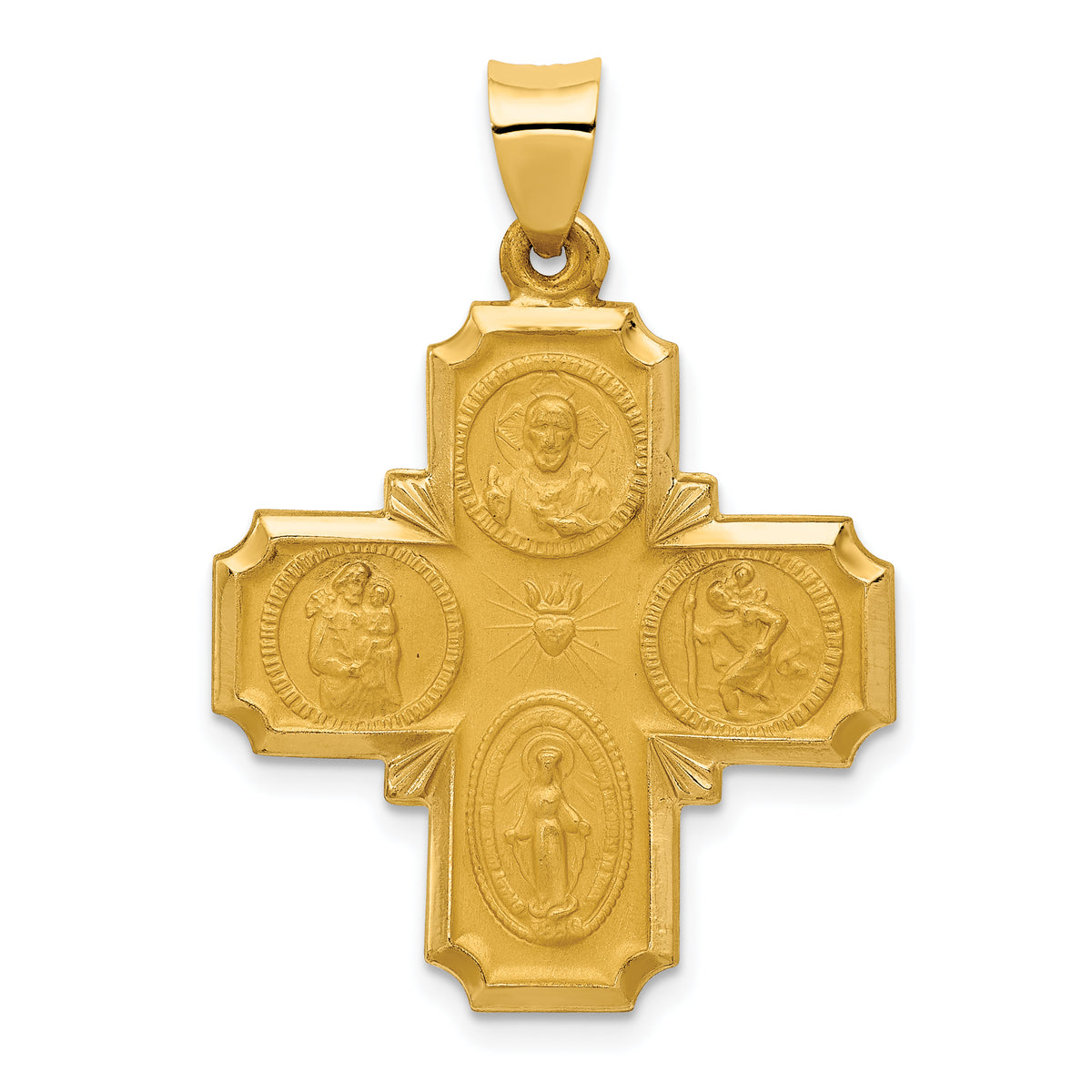 14k Four-Way Medal Hollow Pendant