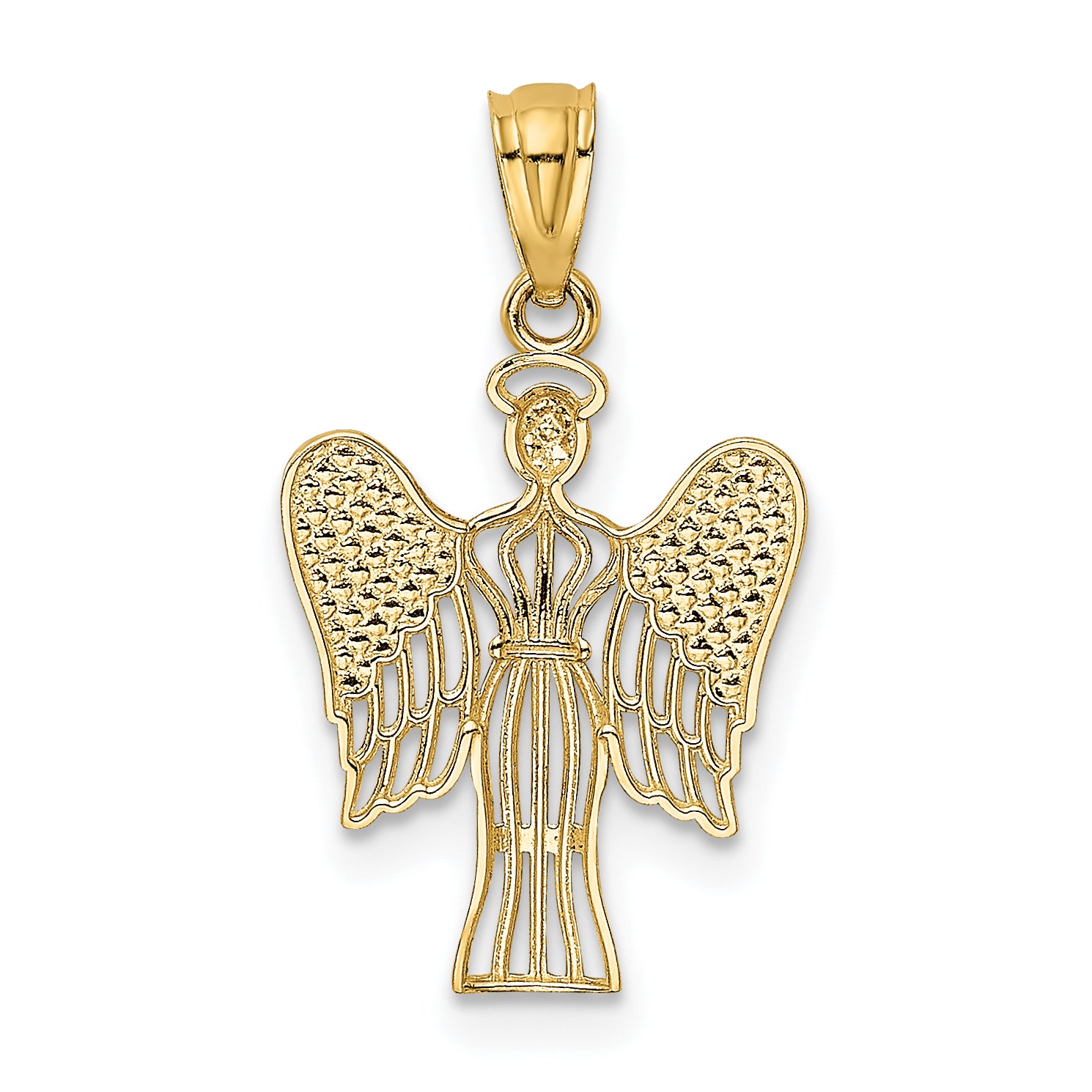 14K With Rhodium Angel Pendant