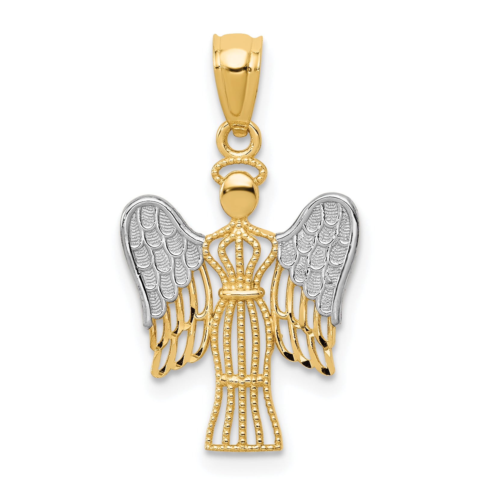 14k w/Rhodium Angel Pendant