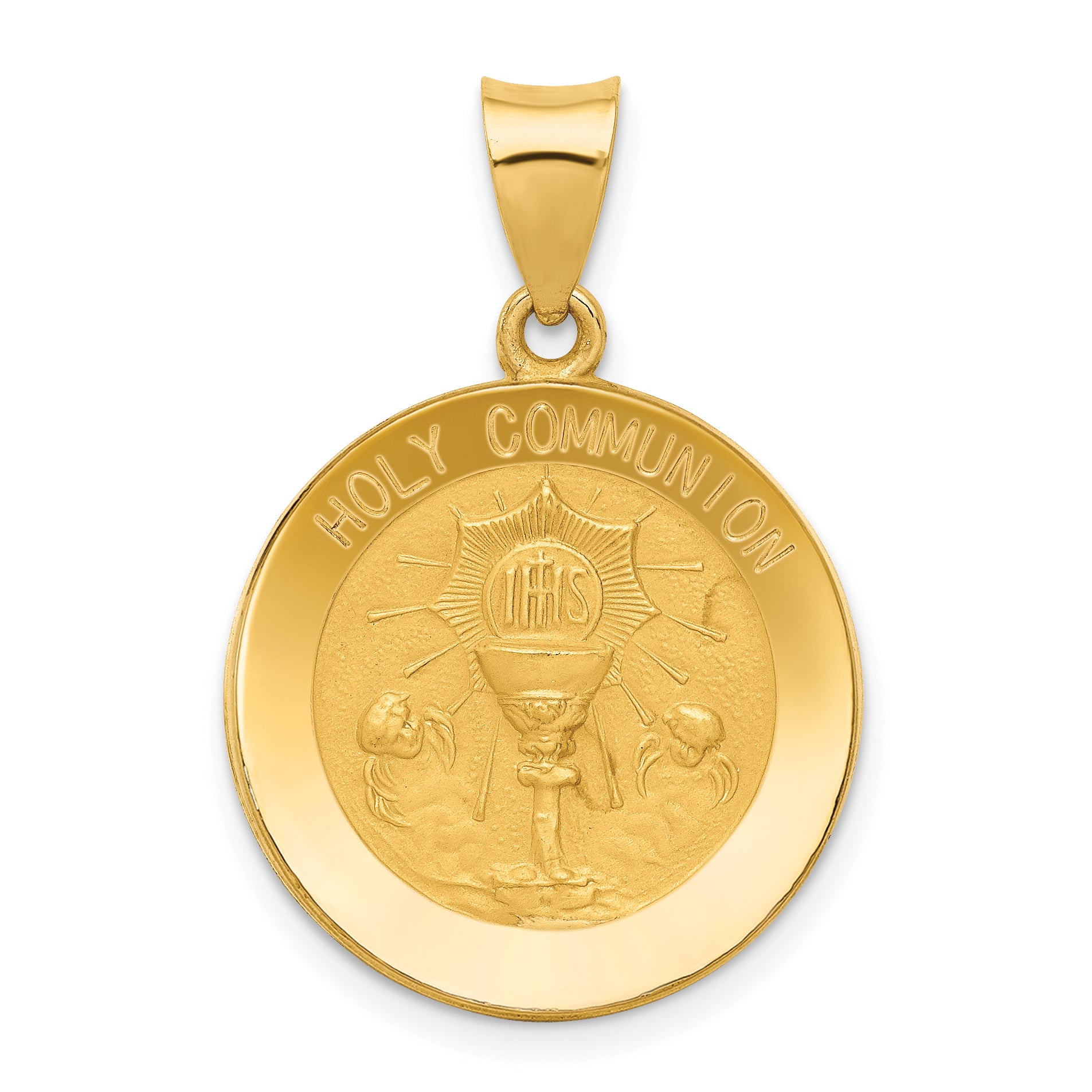 14k Holy Communion Medal Hollow Pendant