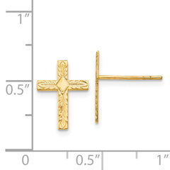 14k Polished & Textured Cross Earrings