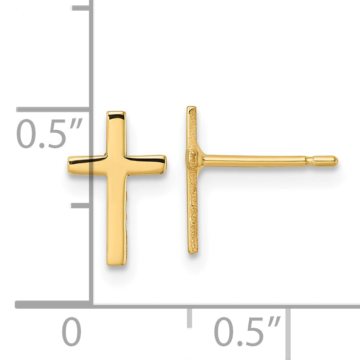 14k Polished Cross Earrings