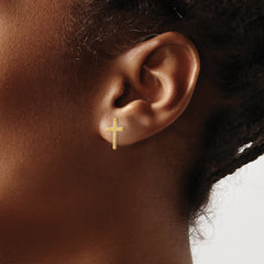 14k Brushed Finish Cross Earrings