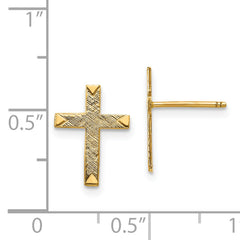 14k Brushed Finish Cross Earrings