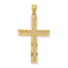 14k Diamond-cut Filigree Cross Pendant