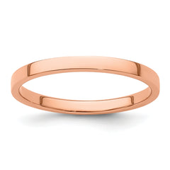 14k Rose Gold 2mm Lightweight Flat Wedding Band Size 14