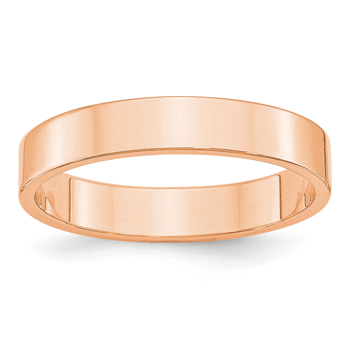 14k Rose Gold 4mm Lightweight Flat Wedding Band Size 14