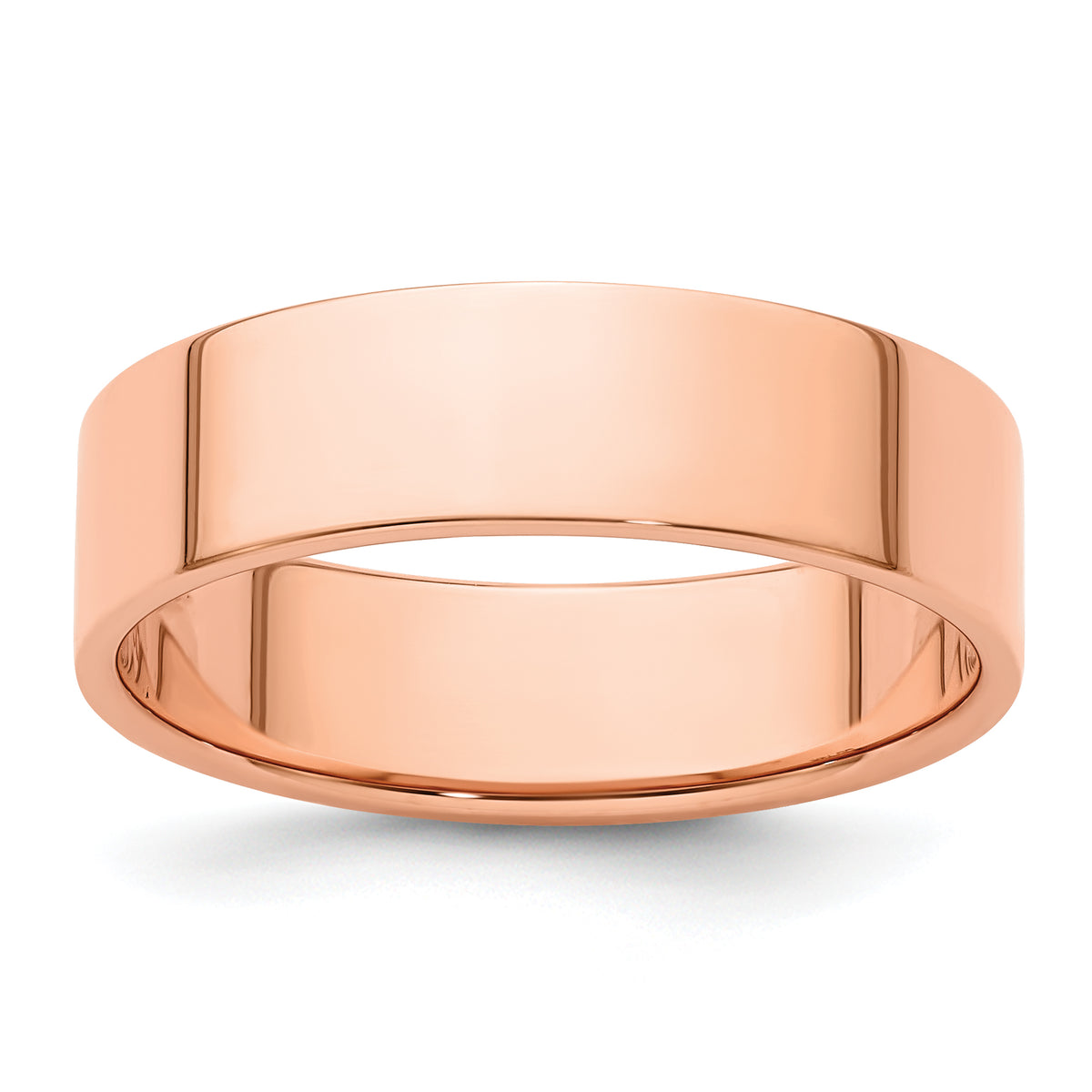 14k Rose Gold 6mm Lightweight Flat Wedding Band Size 14