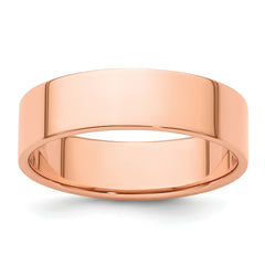 14k Rose Gold 6mm Lightweight Flat Wedding Band Size 14