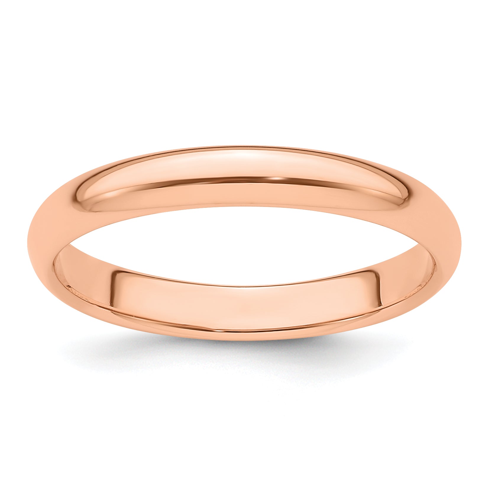 14k Rose Gold 3mm Half Round Wedding Band Size 14