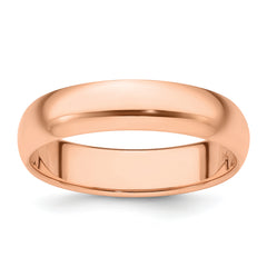 14k Rose Gold 5mm Half Round Wedding Band Size 14