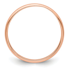 14k Rose Gold 2mm Lightweight Half Round Wedding Band Size 4