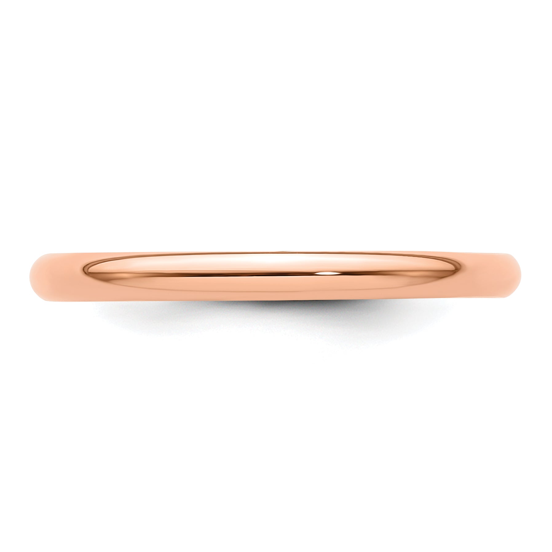 14k Rose Gold 2mm Lightweight Half Round Wedding Band Size 4