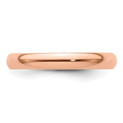 14k Rose Gold 3mm Lightweight Half Round Wedding Band Size 4