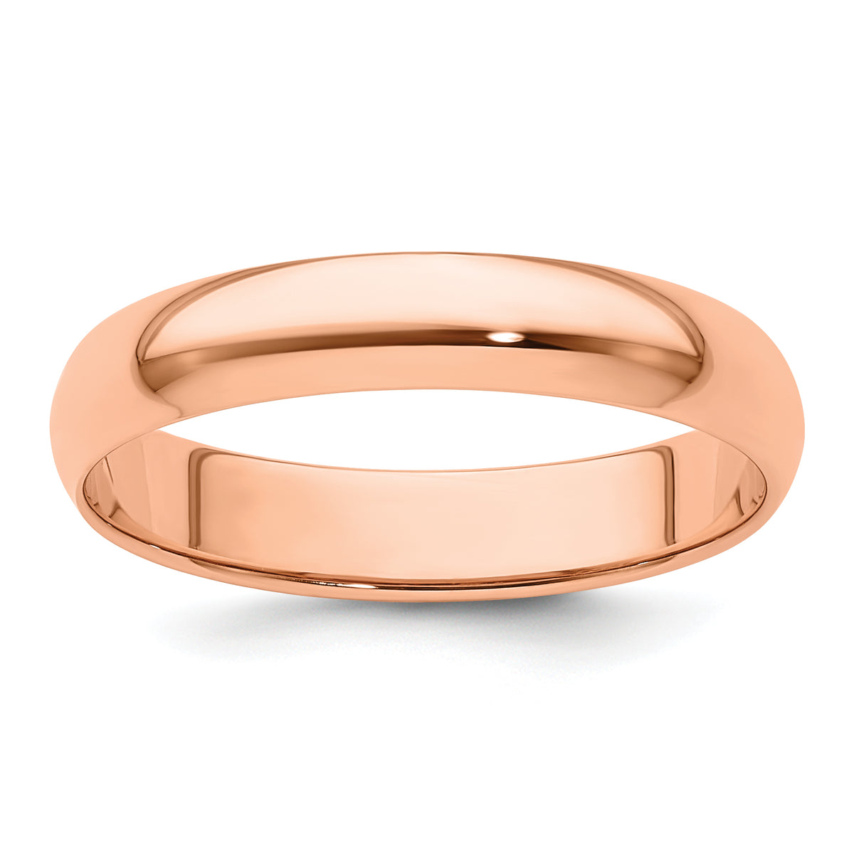 14k Rose Gold 4mm Lightweight Half Round Wedding Band Size 14