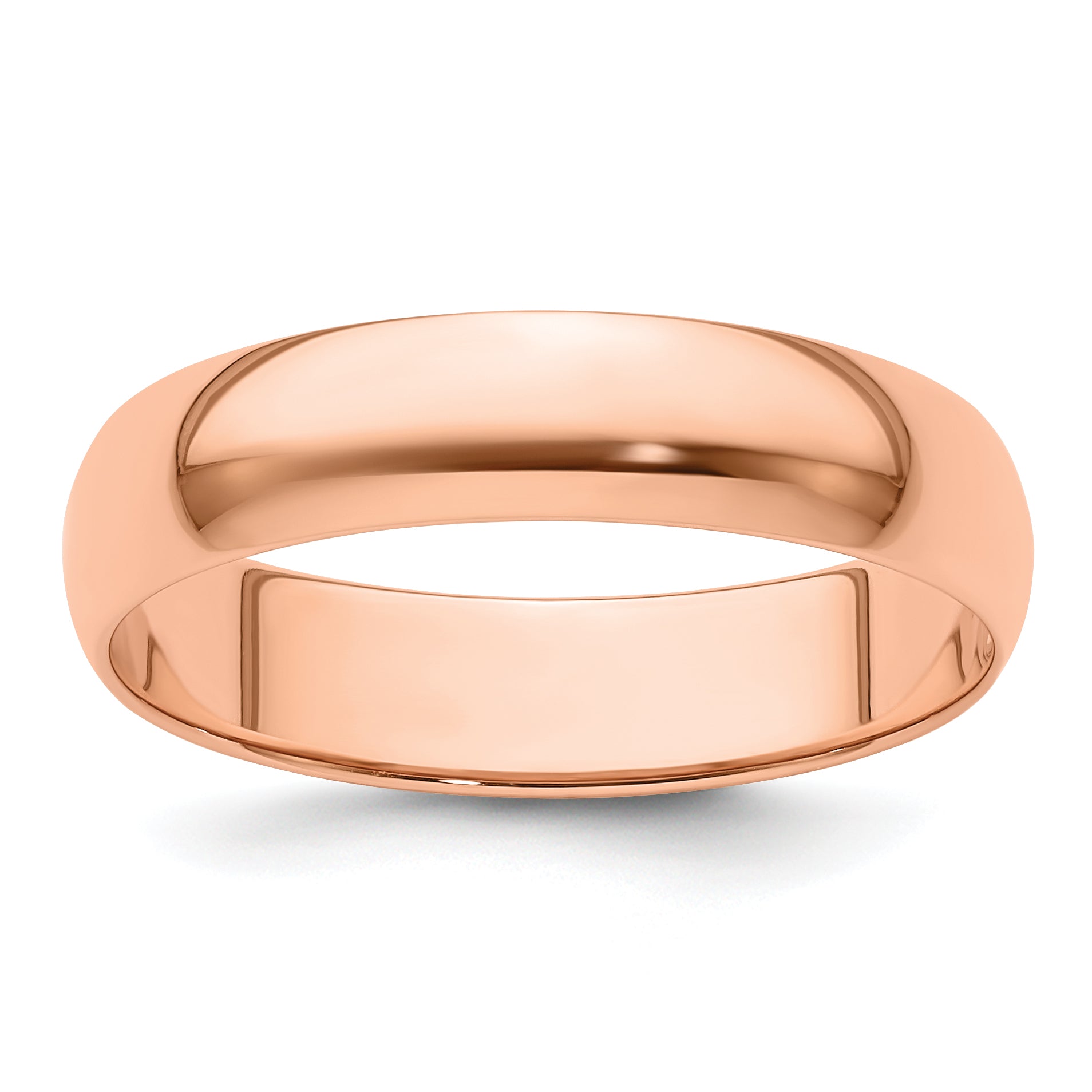 14k Rose Gold 5mm Lightweight Half Round Wedding Band Size 14