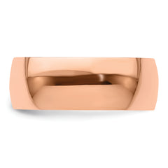 14k Rose Gold 8mm Lightweight Half Round Wedding Band Size 4