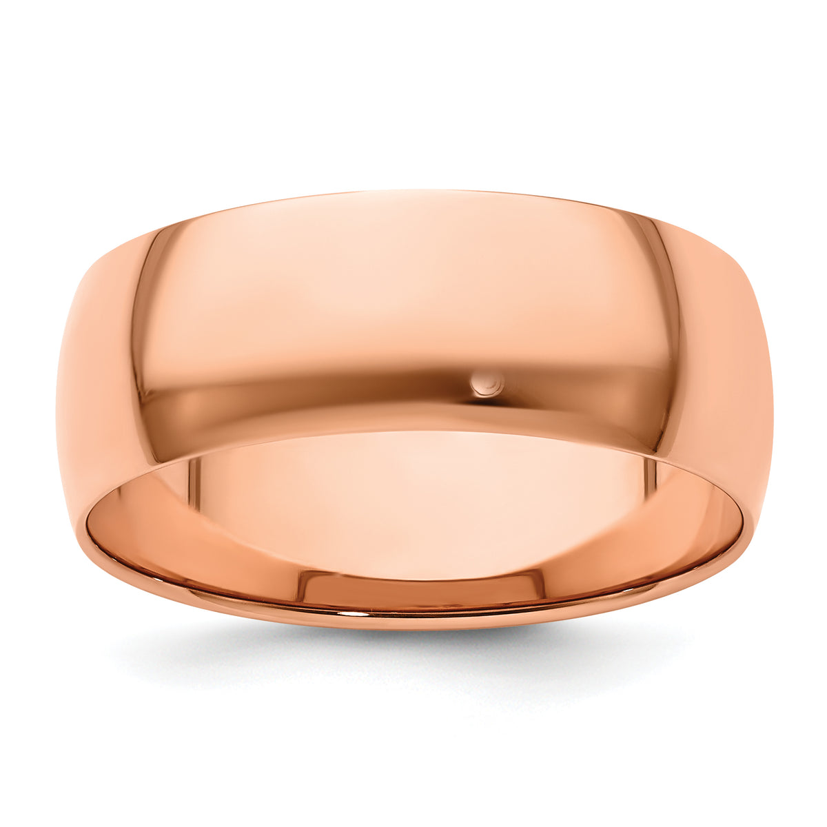 14k Rose Gold 8mm Lightweight Half Round Wedding Band Size 14