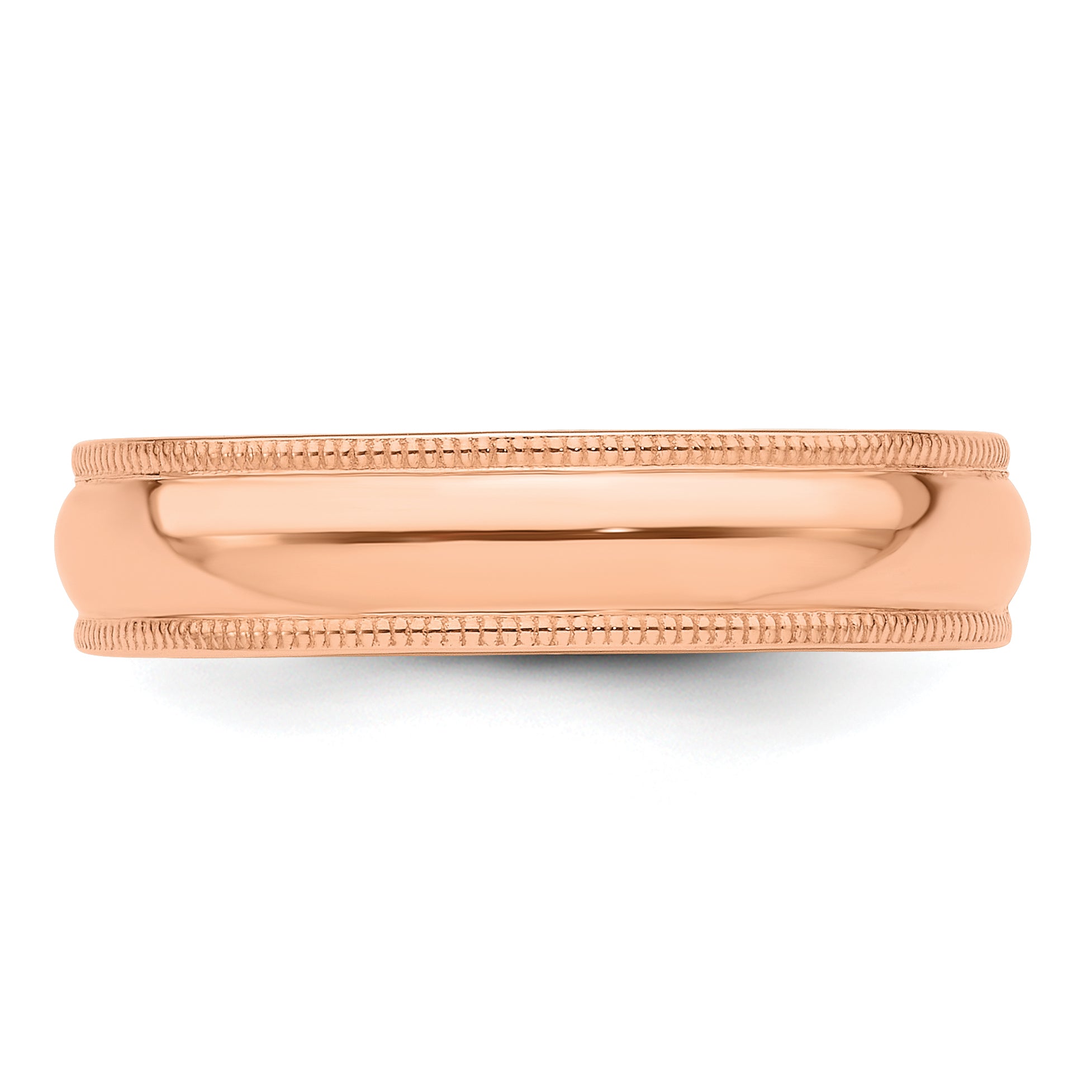 14k Rose Gold 5mm Milgrain Half-Round Wedding Band Size 4