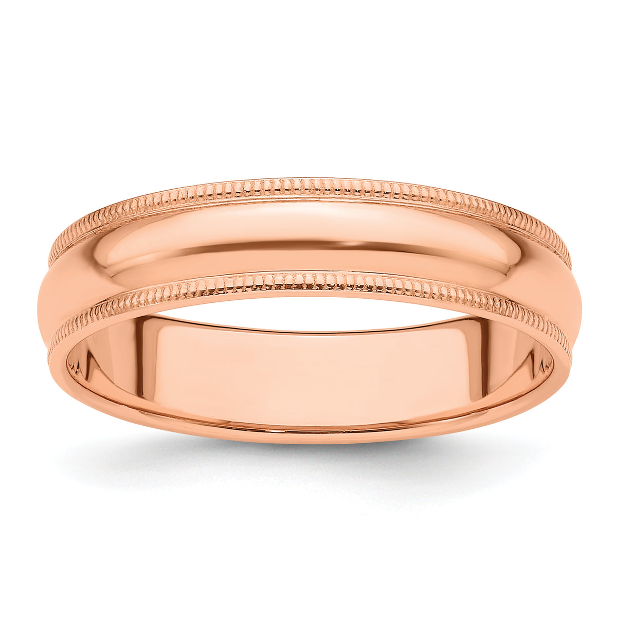 14k Rose Gold 5mm Milgrain Half Round Wedding Band Size 14