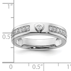 14K White Gold Lab Grown Diamond VS/SI GH, Men's Heart Band