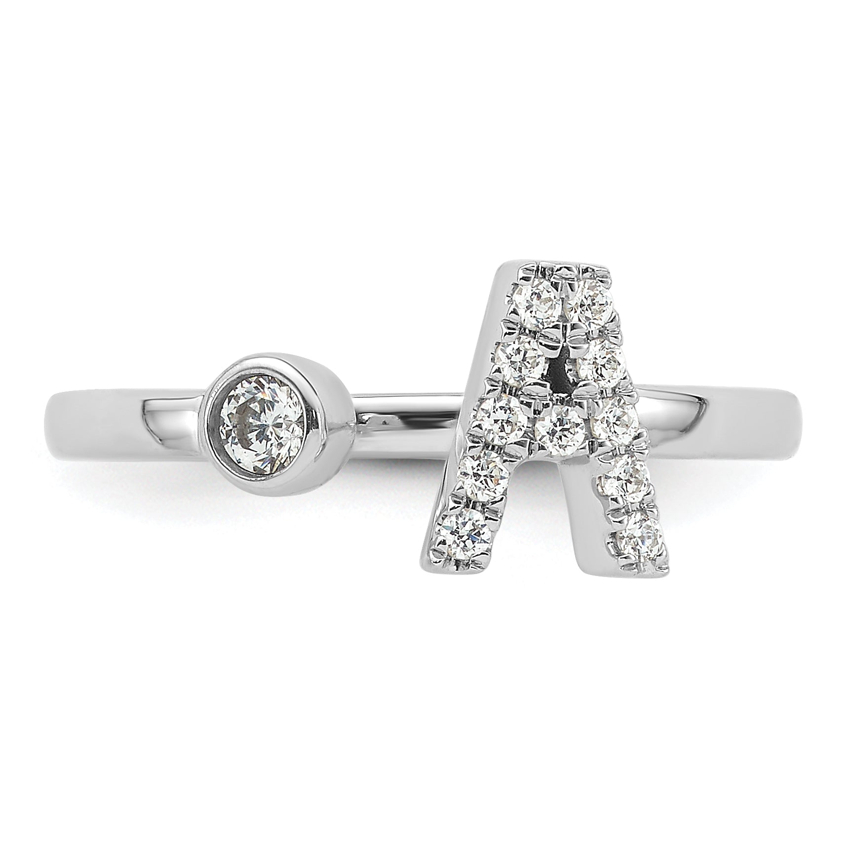 14K White Gold Lab Grown Diamond VS/SI GH, Initial A Adjustable Rin