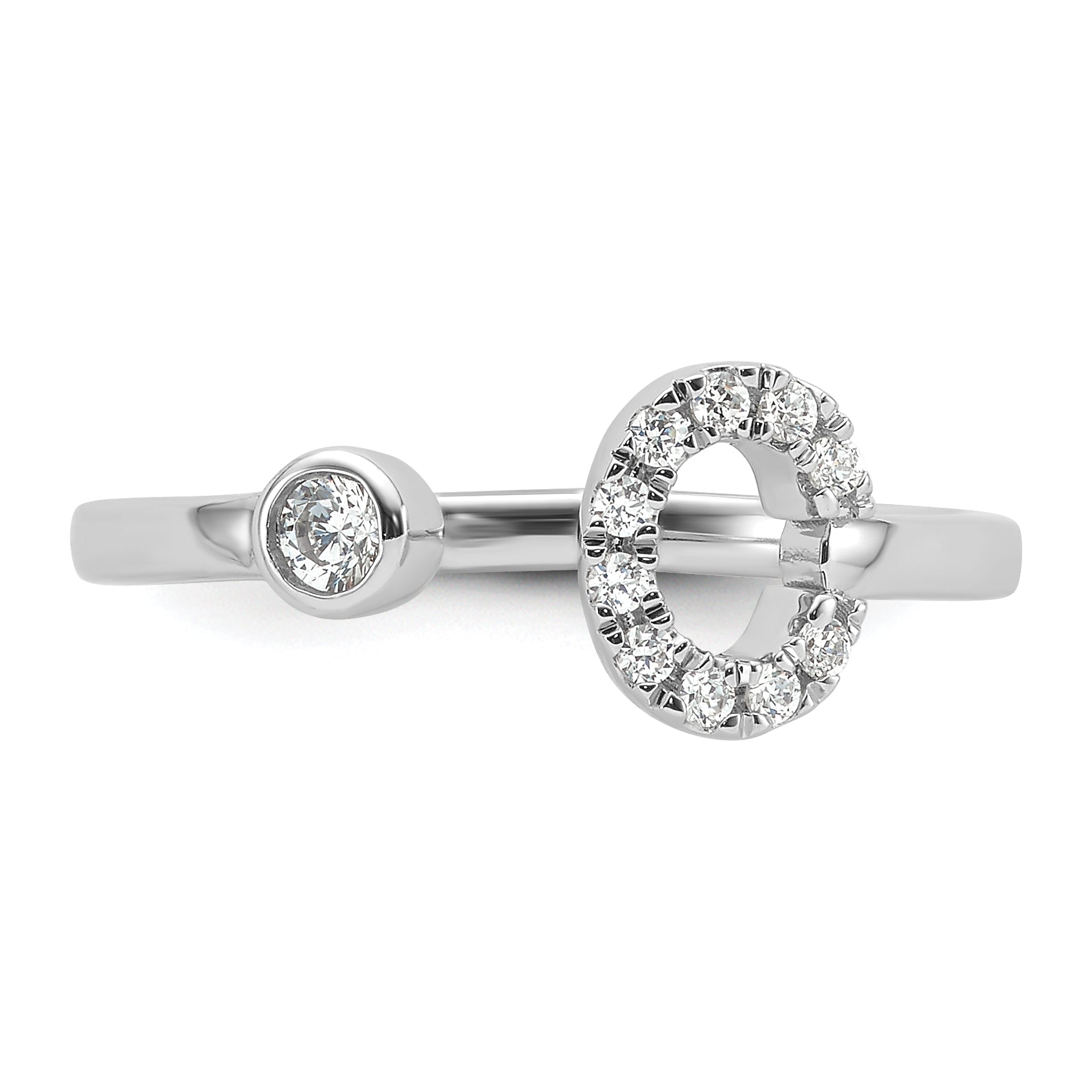 14K White Gold Lab Grown Diamond VS/SI GH, Initial C Adjustable Rin