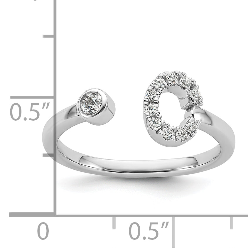 14K White Gold Lab Grown Diamond VS/SI GH, Initial C Adjustable Rin