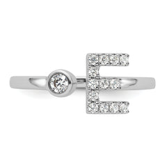 14K White Gold Lab Grown Diamond VS/SI GH, Initial E Adjustable Rin