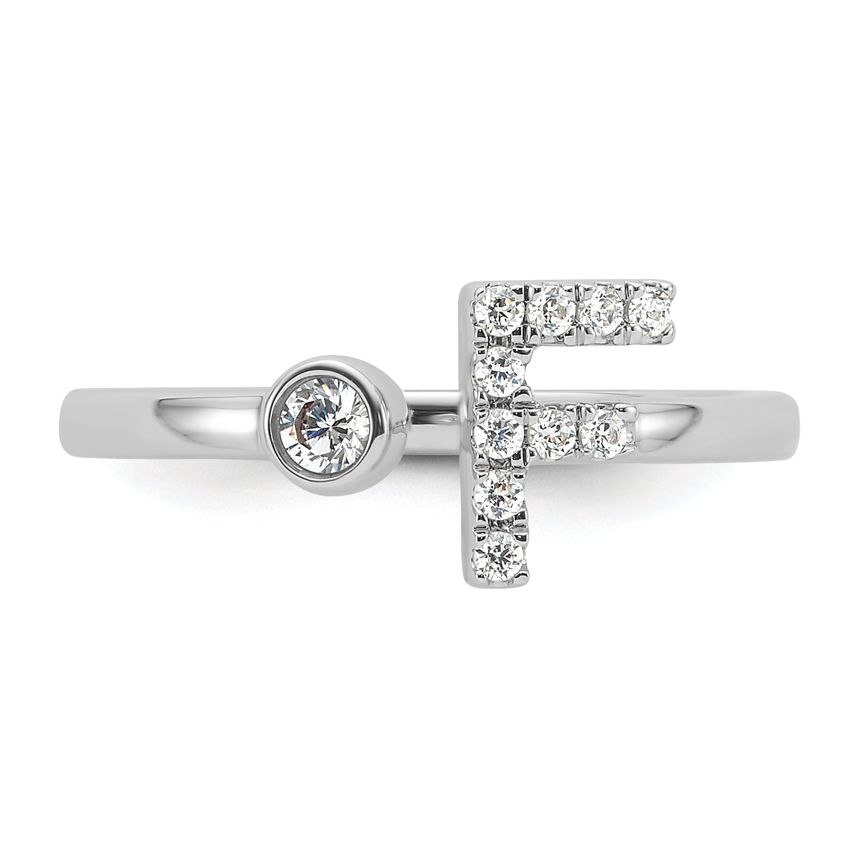 14K White Gold Lab Grown Diamond VS/SI GH, Initial F Adjustable Rin