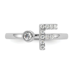 14K White Gold Lab Grown Diamond VS/SI GH, Initial F Adjustable Rin