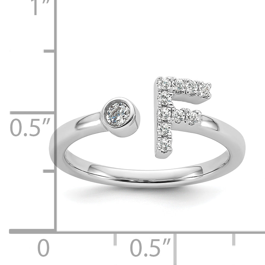 14K White Gold Lab Grown Diamond VS/SI GH, Initial F Adjustable Rin