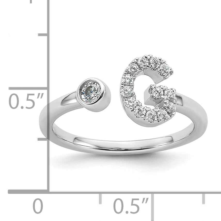 14K White Gold Lab Grown Diamond VS/SI GH, Initial G Adjustable Rin