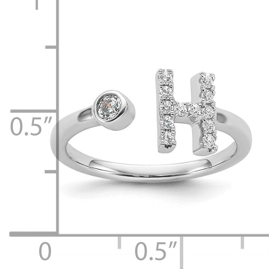 14K White Gold Lab Grown Diamond VS/SI GH, Initial H Adjustable Rin