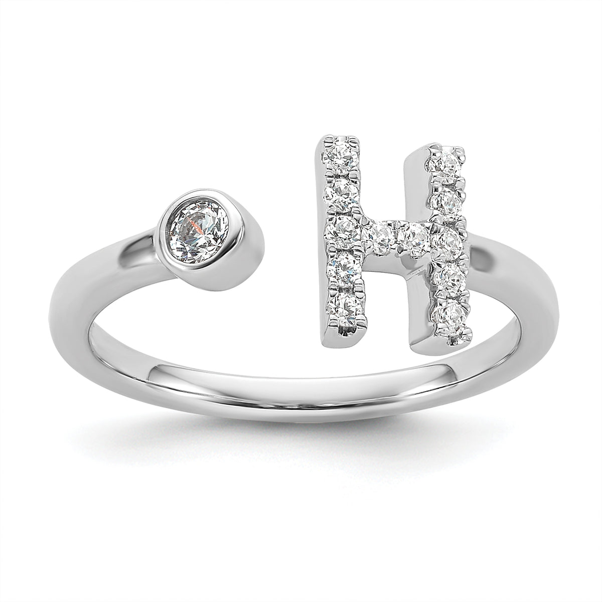 14K White Gold Lab Grown Diamond VS/SI GH, Initial H Adjustable Rin