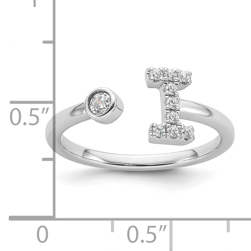 14K White Gold Lab Grown Diamond VS/SI GH, Initial I Adjustable Rin