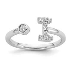 14K White Gold Lab Grown Diamond VS/SI GH, Initial I Adjustable Rin