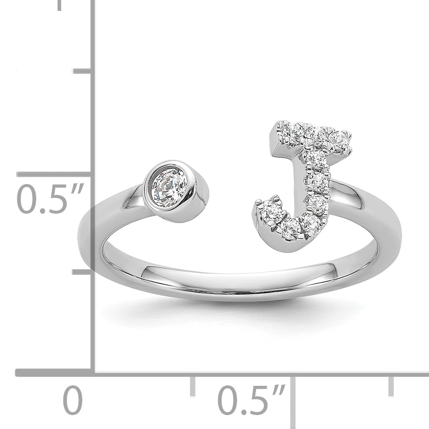 14K White Gold Lab Grown Diamond VS/SI GH, Initial J Adjustable Rin