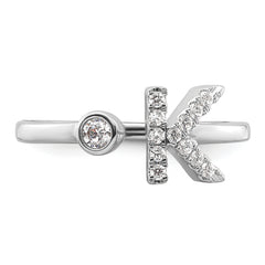 14K White Gold Lab Grown Diamond VS/SI GH, Initial K Adjustable Rin