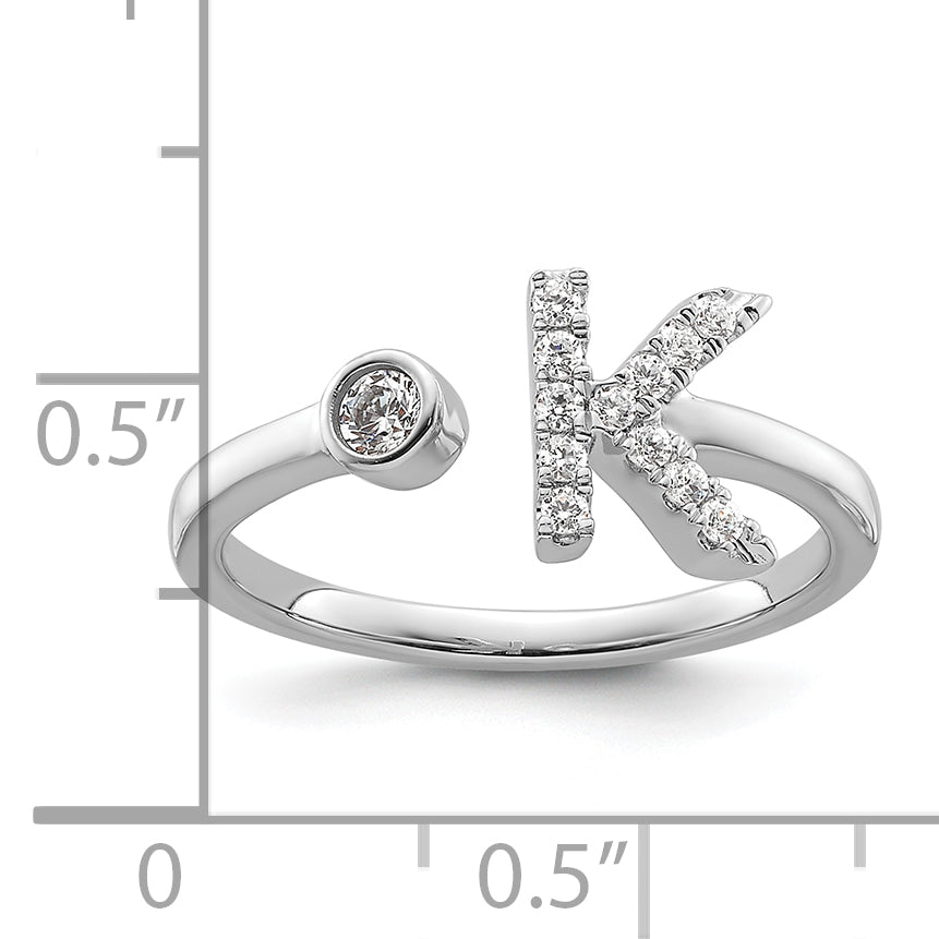 14K White Gold Lab Grown Diamond VS/SI GH, Initial K Adjustable Rin