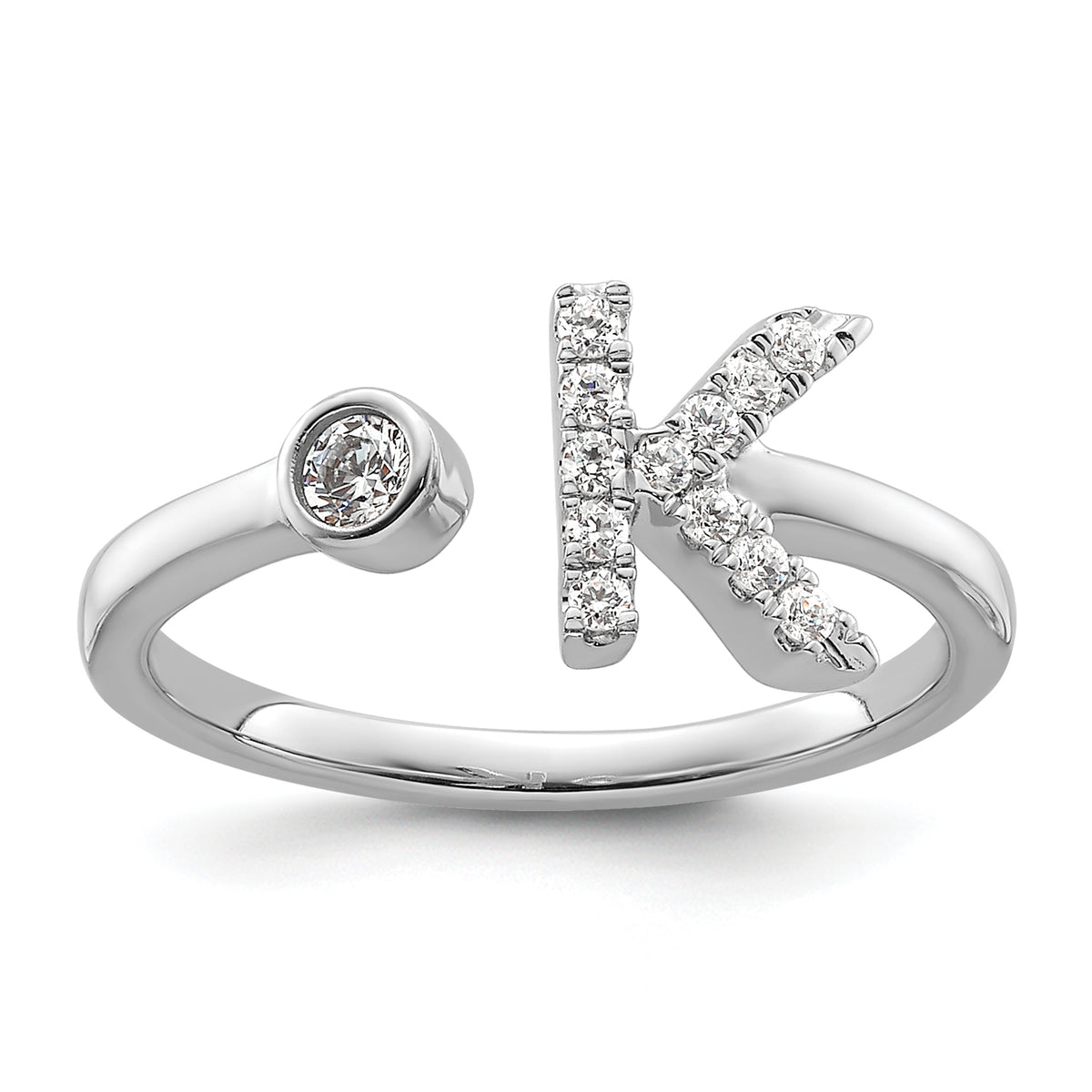 14K White Gold Lab Grown Diamond VS/SI GH, Initial K Adjustable Rin