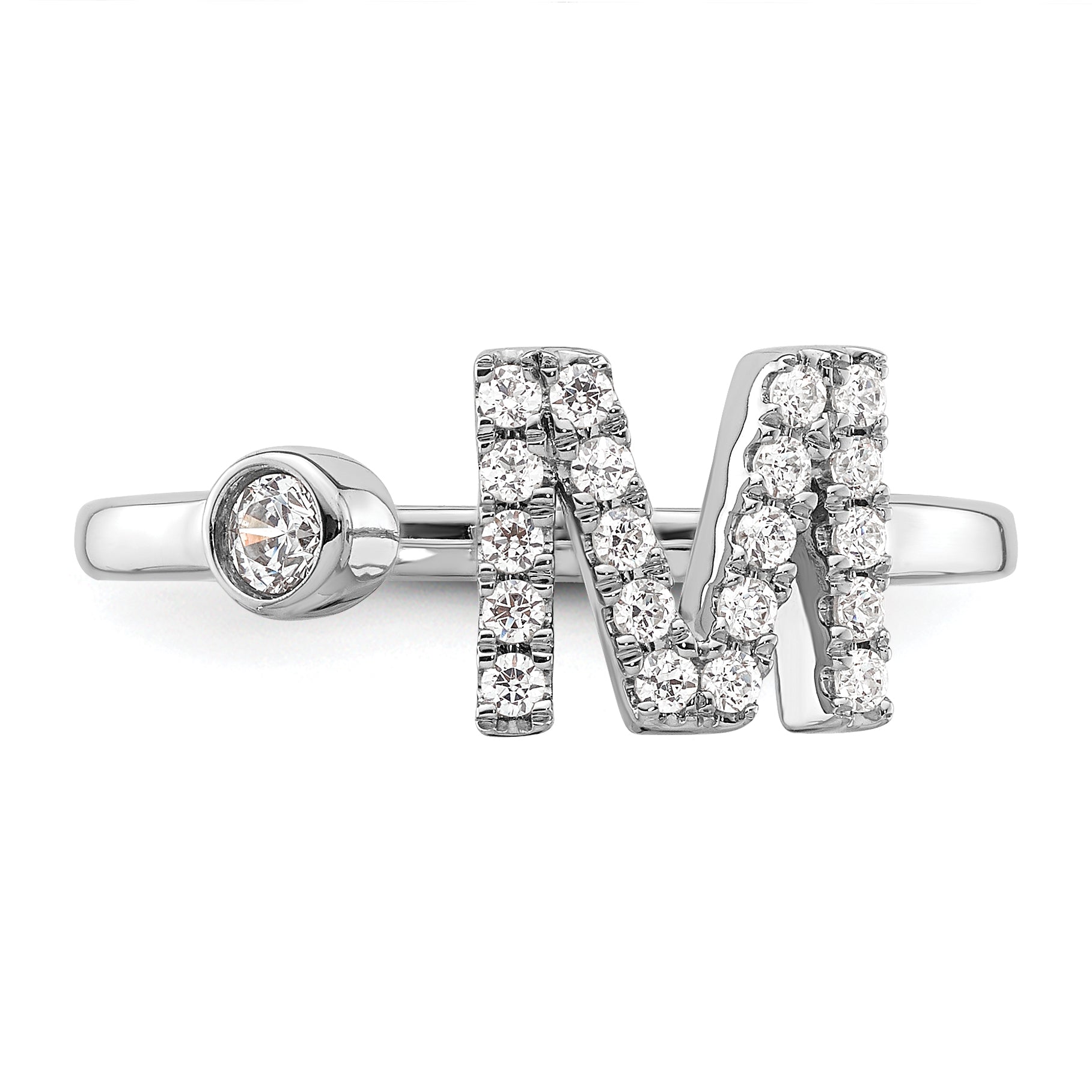 14K White Gold Lab Grown Diamond VS/SI GH, Initial M Adjustable Rin